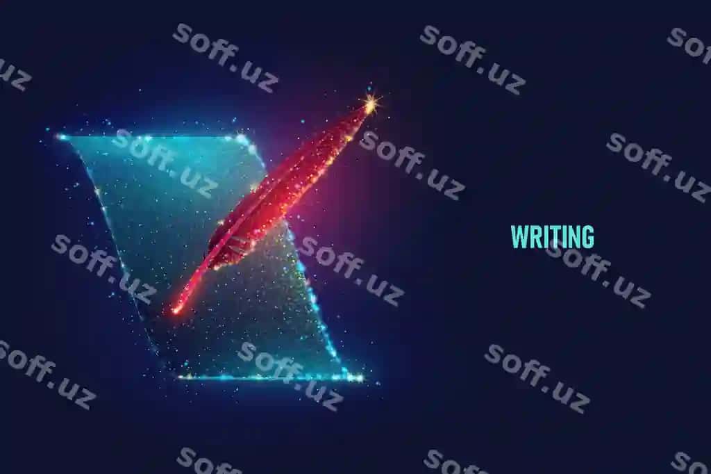 Yorqin qizil tuya yozuvchi ko'k varaq vektor illustratsiyasi yaratilgan | Glowing red feather write blue sheet paper vector illustration made