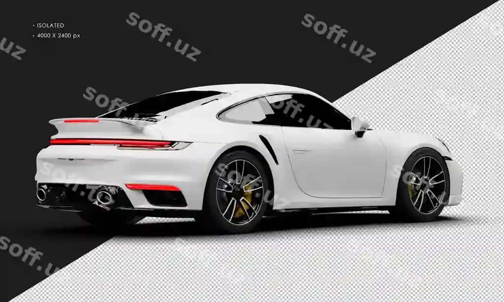 Ajraltirilgan haqiqiy matoviy oq afsona kupe super sport avtomobili dan | Isolated realistic matte white legendary coupe super sport car from