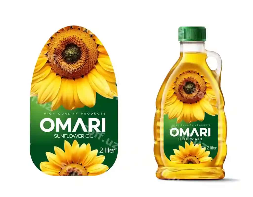 Mazaliy mashina etikadagi dizayni | Oil packaging label design