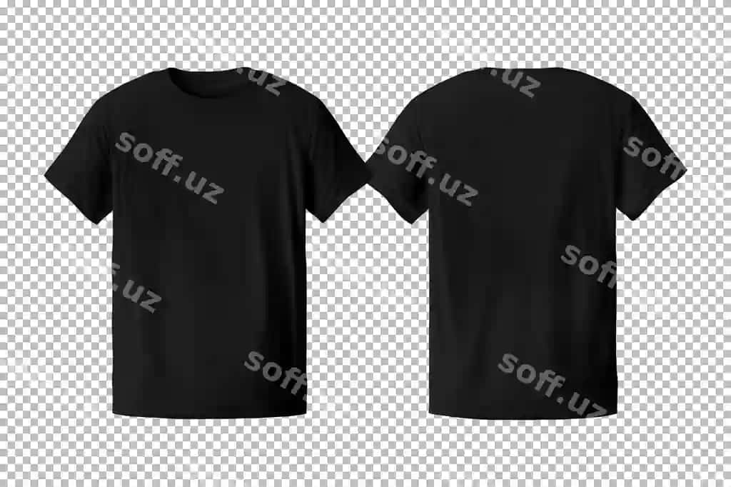 Haqiqiy erkak qora t-shirt mockup komplekti old va orqa ko'rinishlari ajraltirilgan | Realistic set male black tshirt mockup front back views isolated