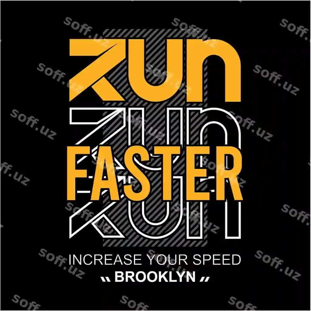 Tezlikdagi tipografiya illustratsiya dizayni bosishga tayyor premium vektor | Run faster typography illustration design ready print premium vector