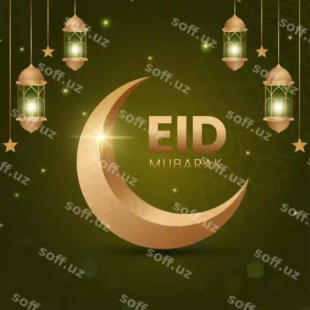 Chiroyli Eid Mubarak tabrik kartasi islomiy bezatmalar bilan | Beautiful eid mubarak greeting card with islamic decoration