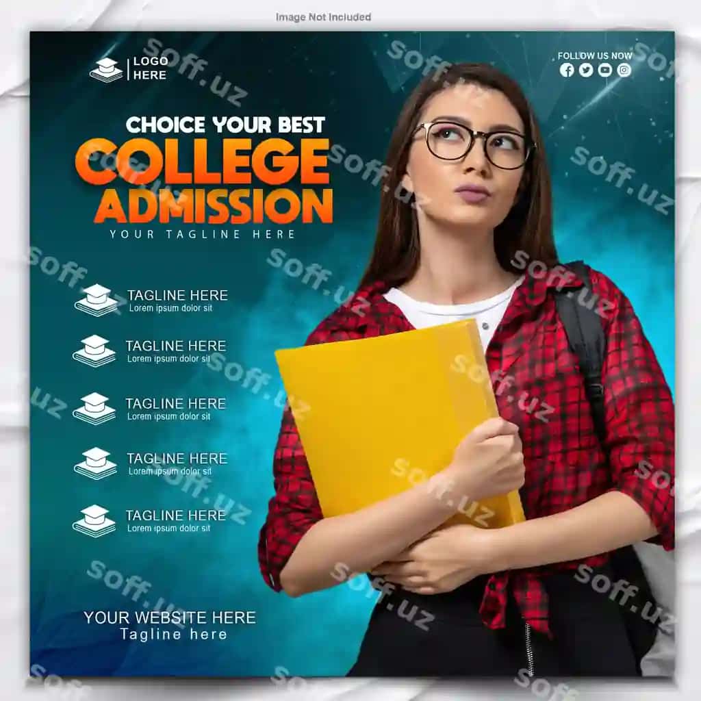 Kolej qabul ochiq posteri dizayn shabloni | College admission open poster design template 2
