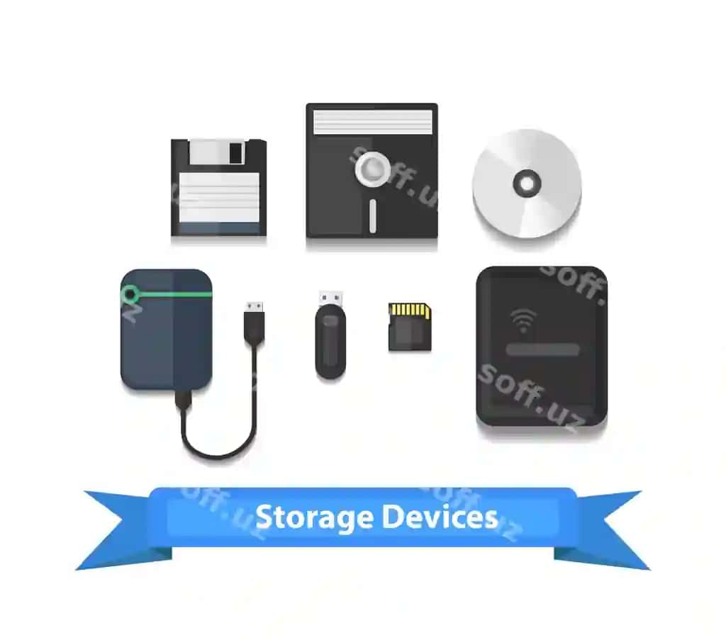 Turli xil turlar raqamli saqlash qurollari | Various kinds digital storage devices