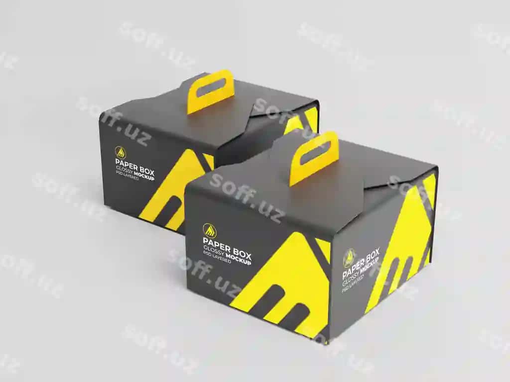 Qog'oz ovqat kartoni mockup | Paper food box mockup