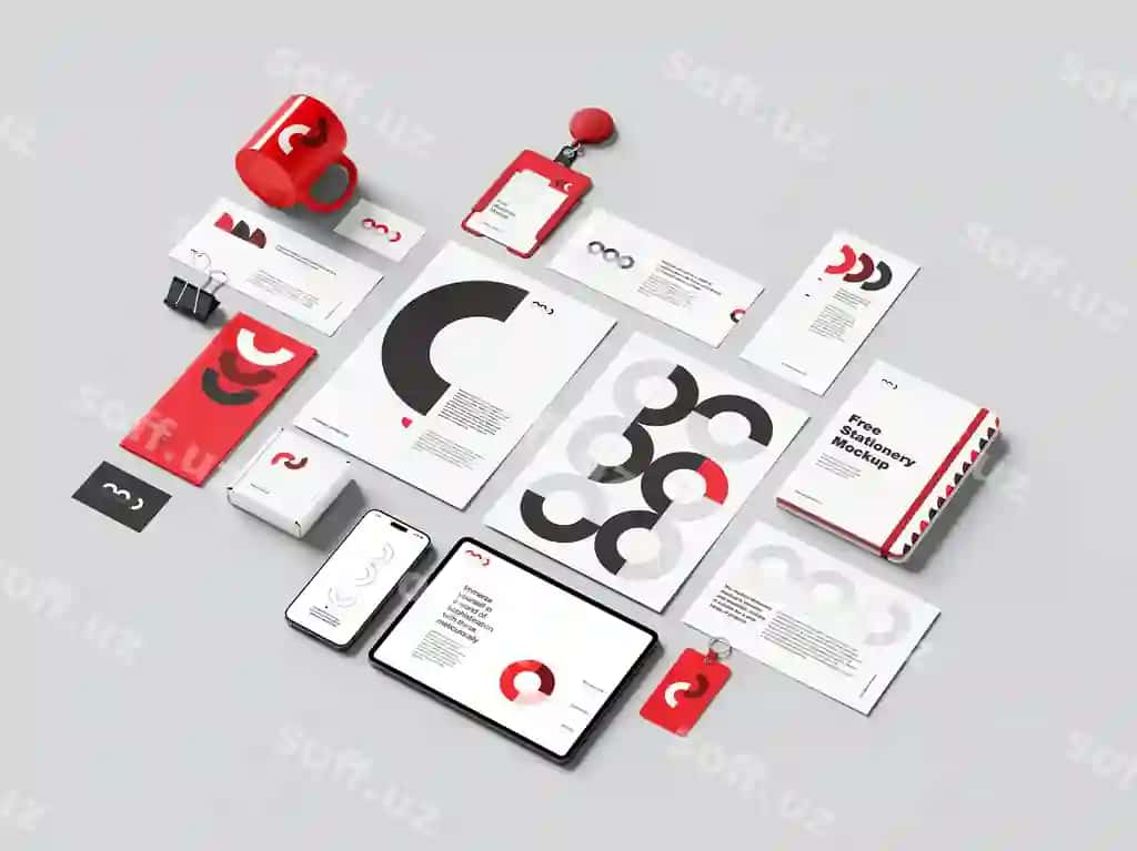 Stativ shablon kenglashi | Stationary mockup template 2