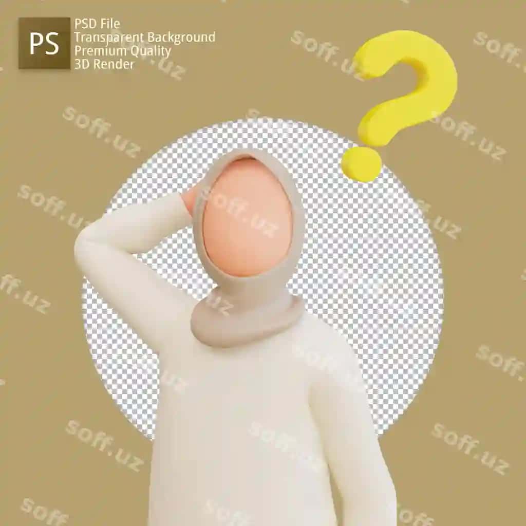 3d render shaxsa musulmon ayol soruq belgisi bilan | 3d render character muslim woman with question mark