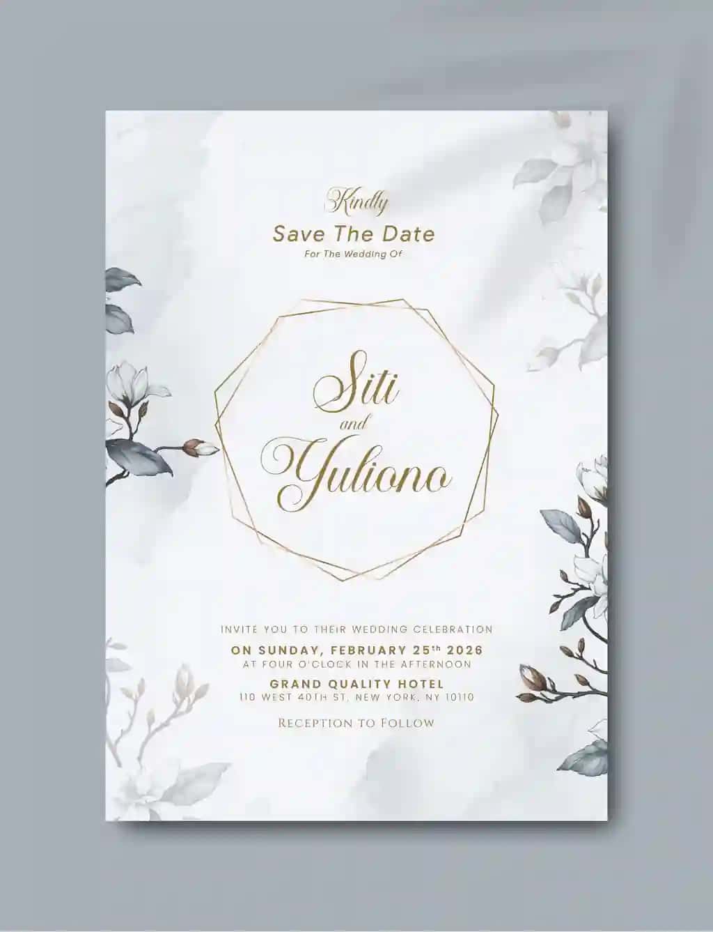 Gulli akvarel premiumli chiroyli yagona to'y taklifnomasi | Beautiful single wedding invitation with floral watercolor premium