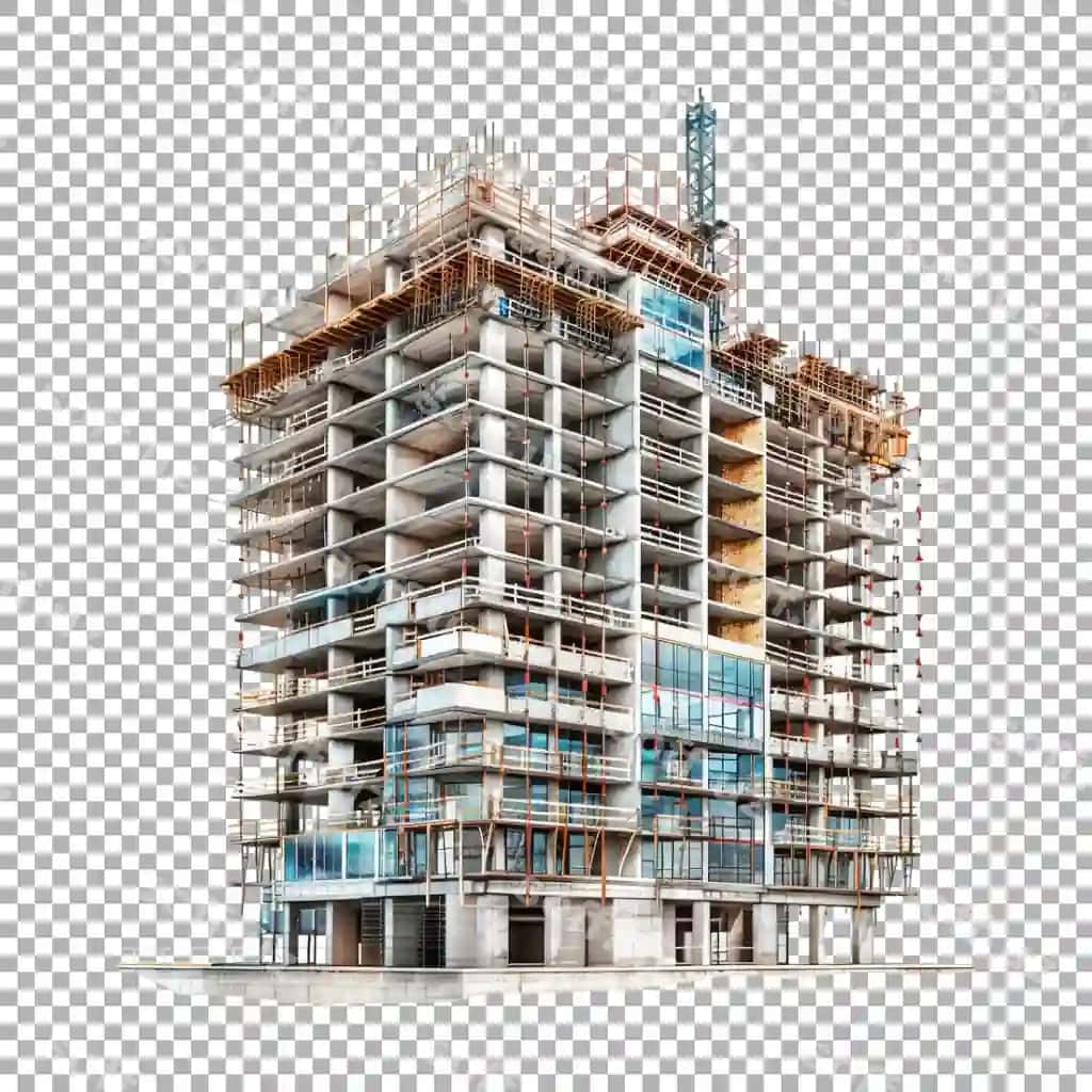 Turar joy binosi qurilishi shaffof orqa fonda AI tomonidan yaratilgan | Residential building construction transparent background ai generated