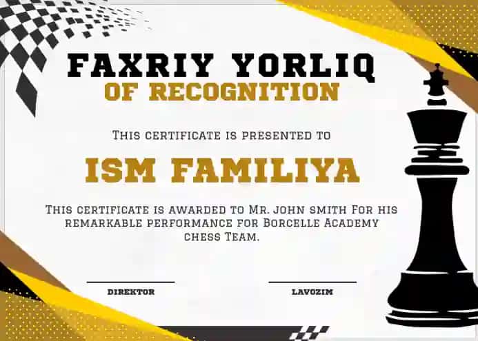Faxriy yorliq shablon tayyori andoza