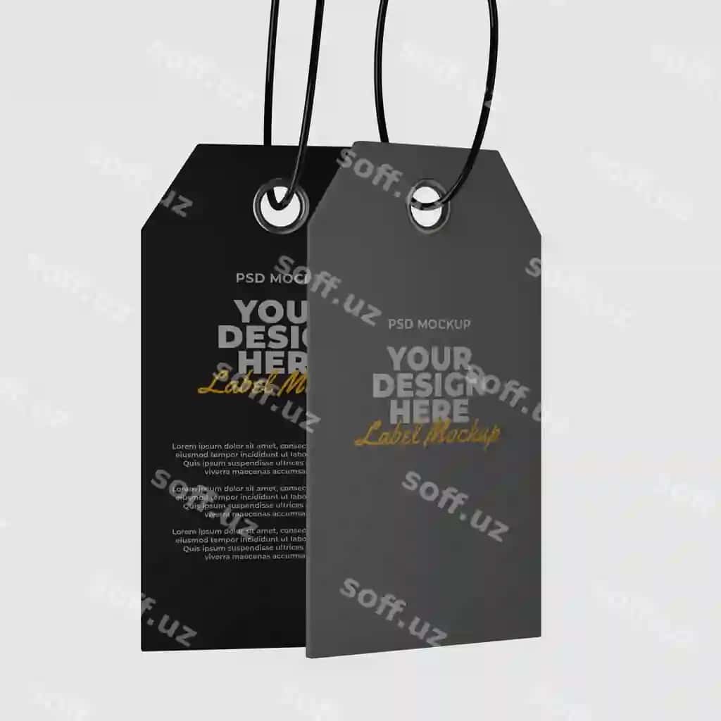 Futbolka etiket mockup | T shirt label mockup