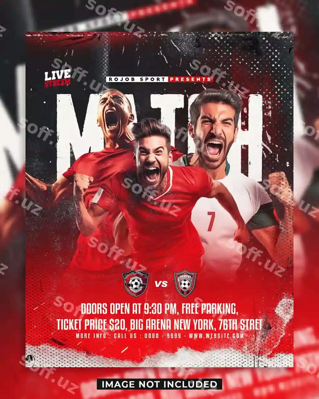 Futbol o'yin kuni flyer ijtimoiy tarmoqlar banner shabloni | Soccer football match day flyer social media banner template