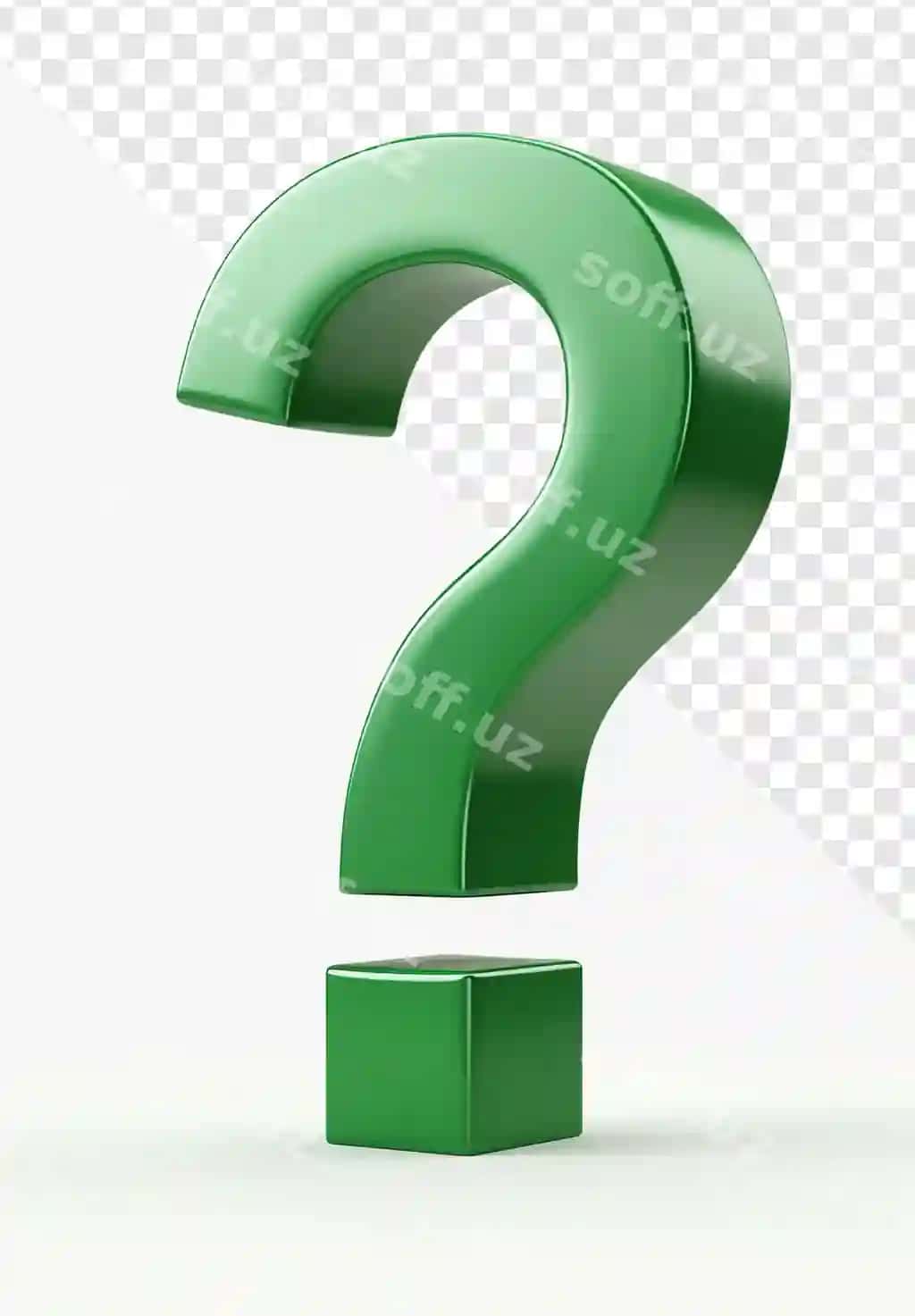 Matte yashil 3 oʻlchovli oq savol belgisi ikonka oq fonda | Matte green 3d white question mark icon white background 2
