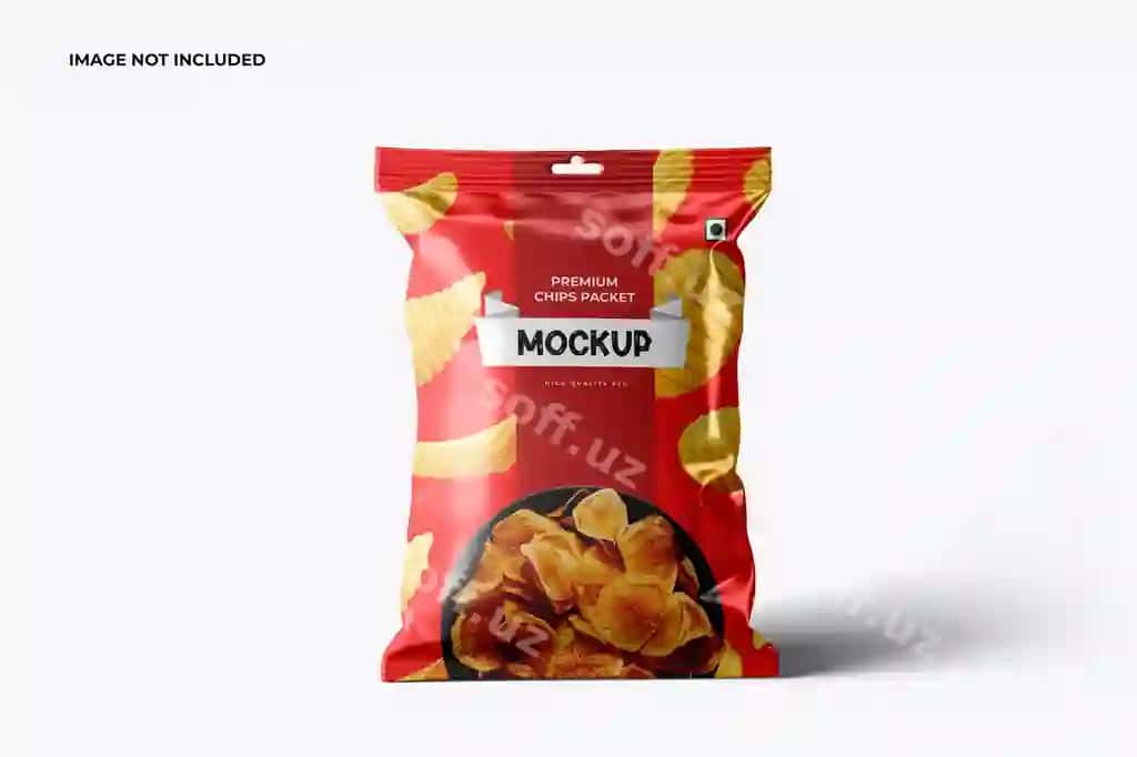 Glossy foil chips packet mockup | Glossy foil chips packet mockup 2