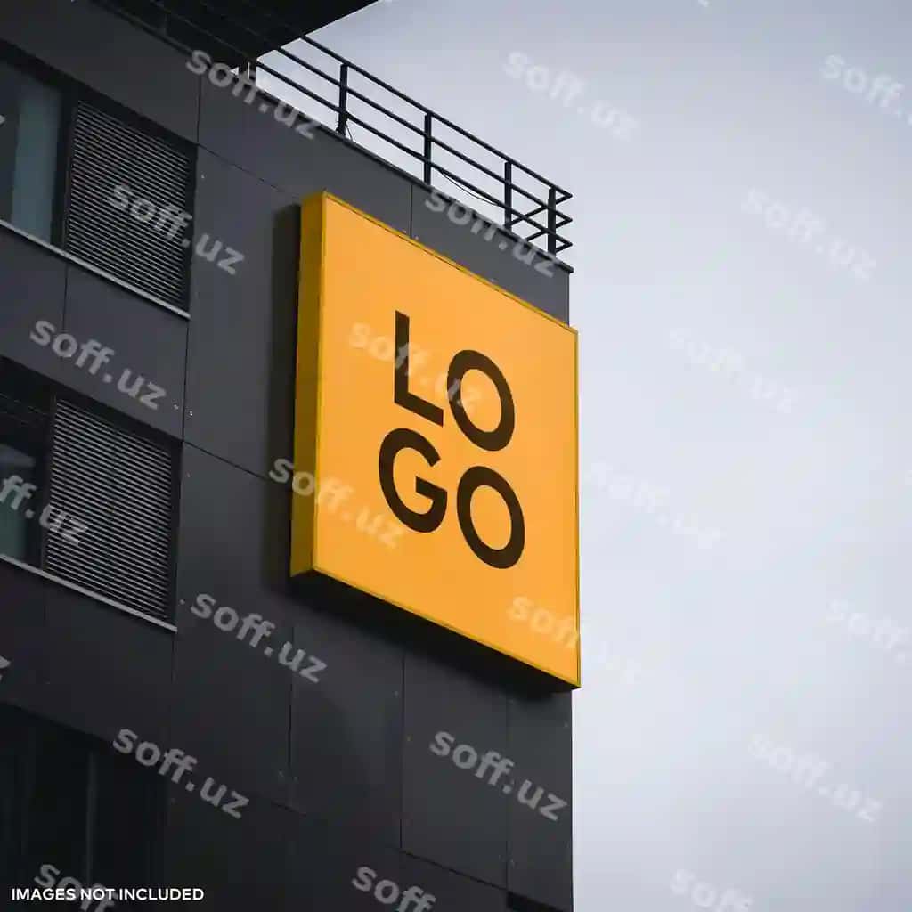 Belgi bino modeliga asadi | Sign hangs building mockup