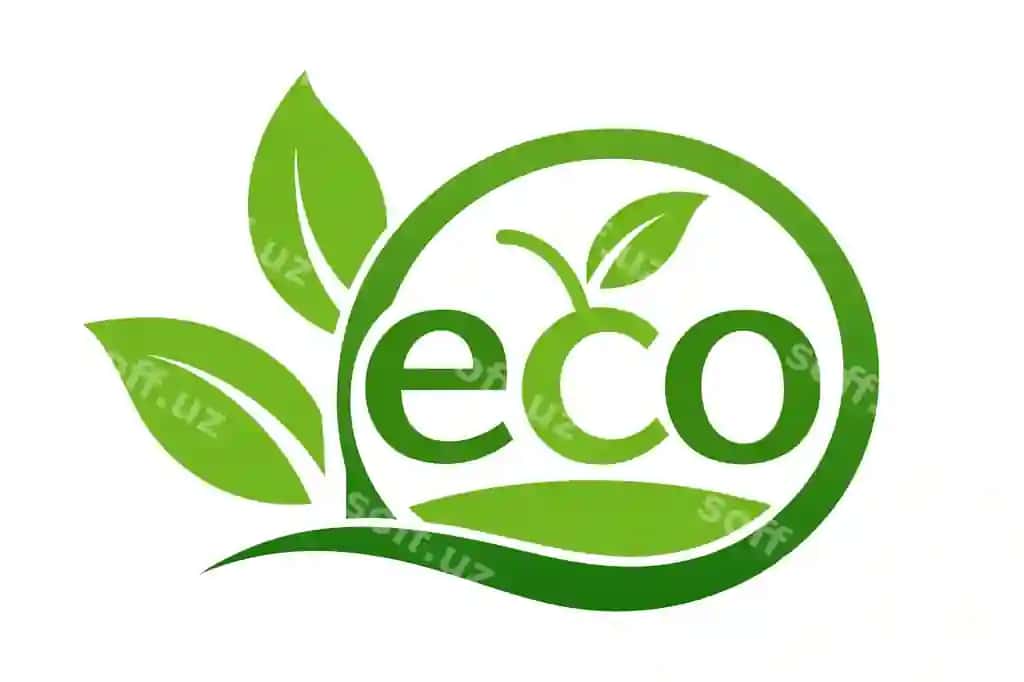 Yashil logotip "eko" so'zi bilan | Green logo with word eco it