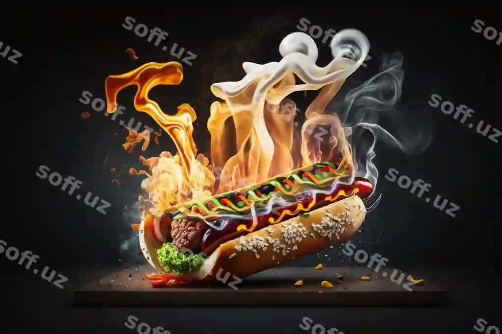Yonuvchi hotdog qora fonda | Burning hotdog black background