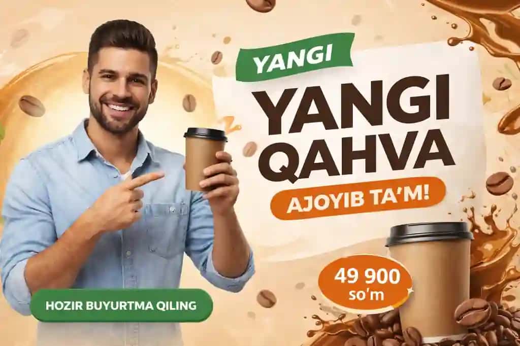 Qahva uchun Promo Banner Dizayn
