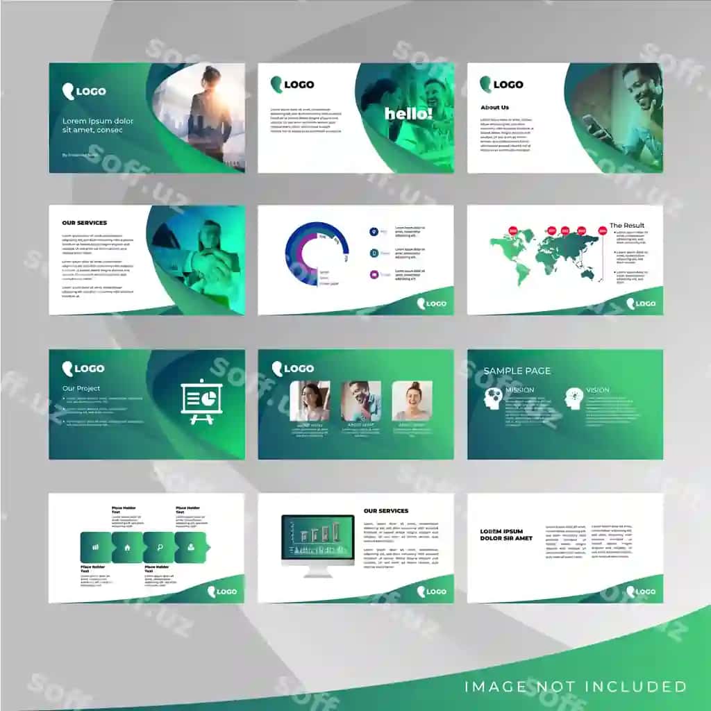Prezentatsiya dizayn kontseptsiya shablon to'plami vektor elementlar bilan | Presentation design concept template bundle with vector elements