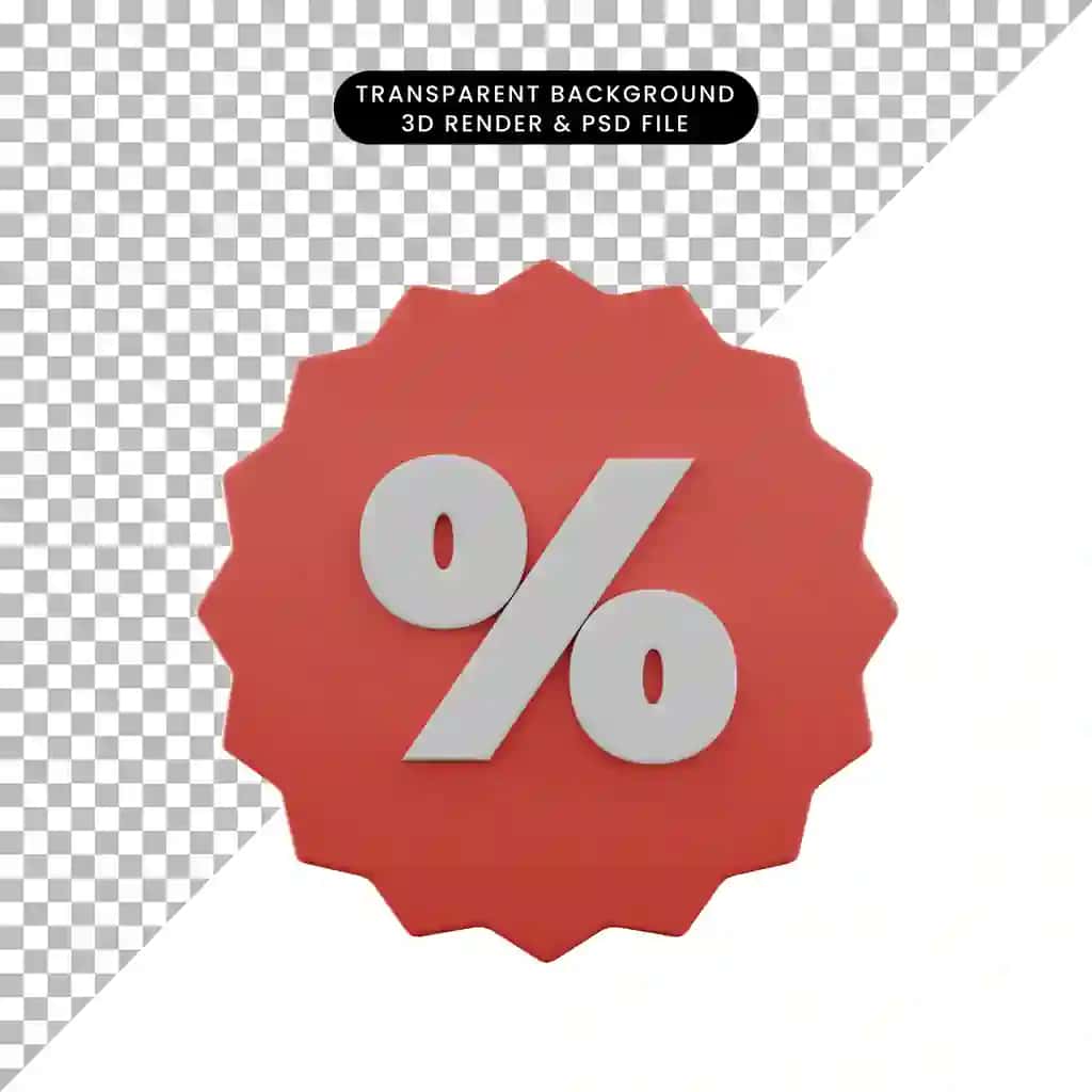 Medal bilan 3D tasvirli chegirma belgisi | 3d illustration discount icon with medal