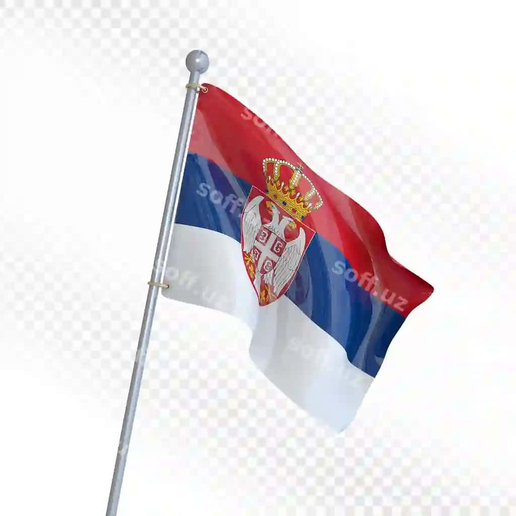 Serbiya bayrog'i anqirangi osmon ortida dalalayotgan | Serbian flag waving against clear sky