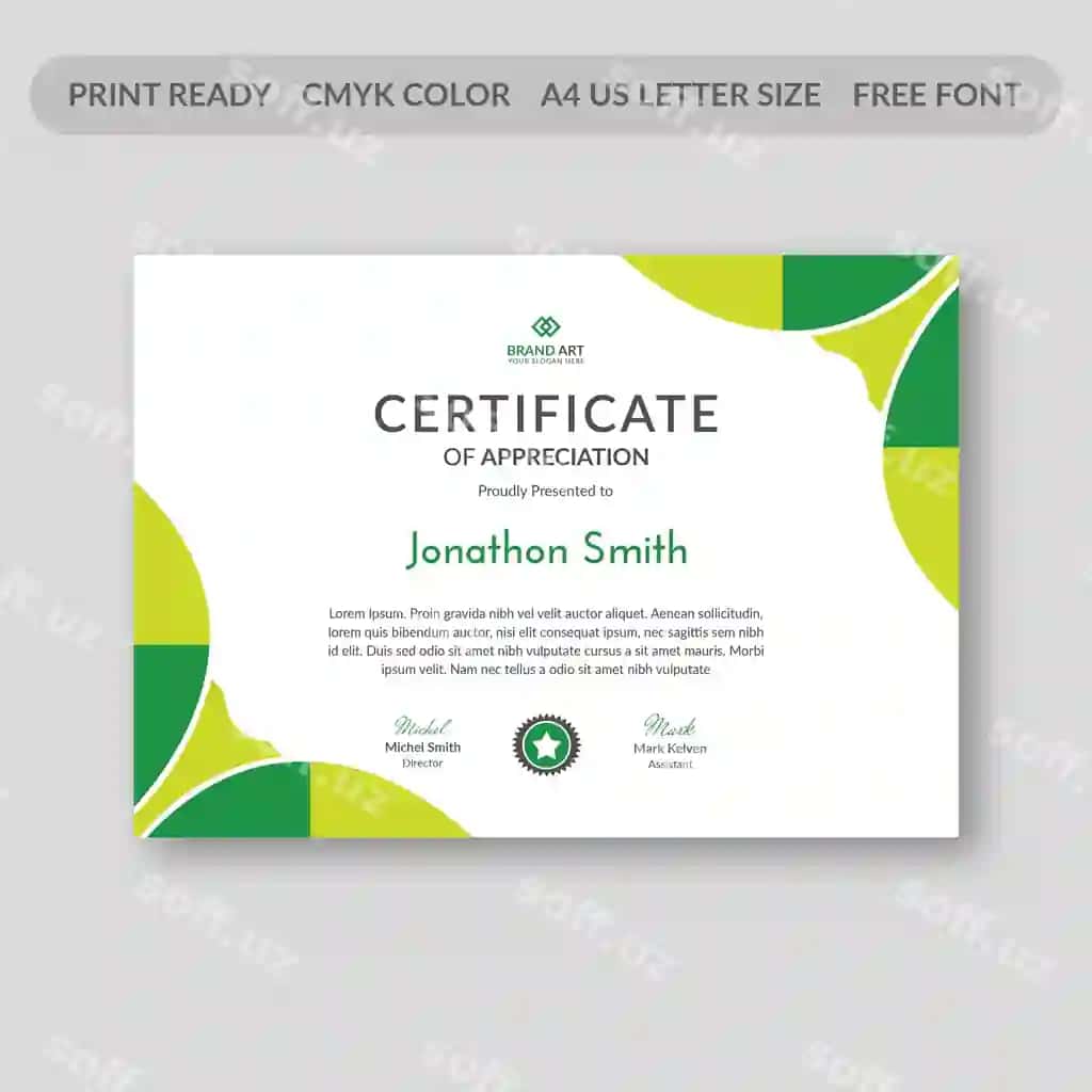 Xulosa sertifikat shabloni | Abstract certificate template