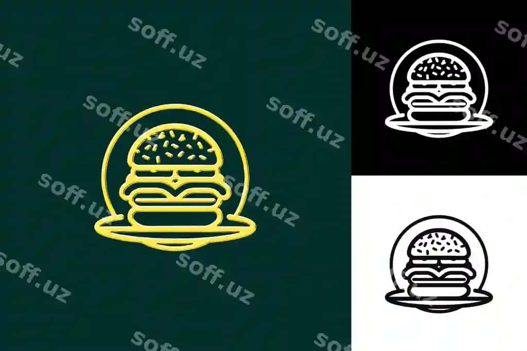 Gamburger ikonasi, bun, patty, letseg shkatertmasi, tekis illustratsiya | Hamburger food icon with bun patty lettuce layer serve flat illustration