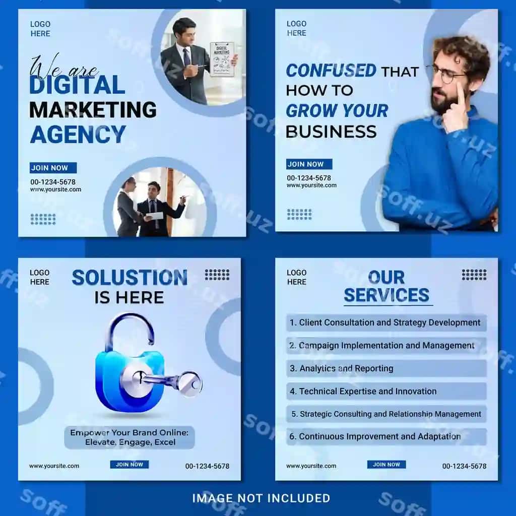 Psd raqamli marketing agentligi ijtimoiy tarmoqlar posti Instagram postlar jamlanmasi | Psd digital marketing agency social media post instagram posts collection 2