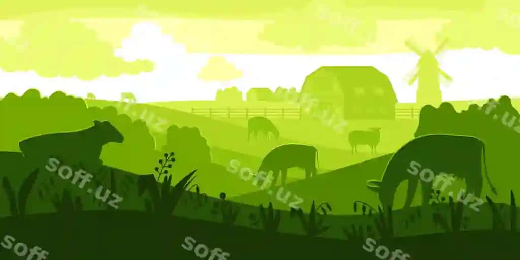 Qishloq manzara siluet kompositsiyasi | Rural landscape silhouette composition 2