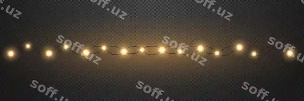 Yul chiroylari ajraltirilgan shaffof fonda haqiqiy chiroq | Christmas lights isolated transparent background realistic light 2