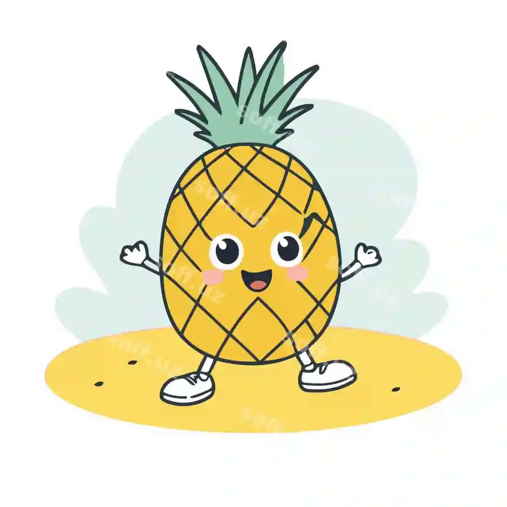 Gullab-shirin vektor illustratsiyasi ananas bolalar kitoblari | Cute vector illustration pineapple kids books