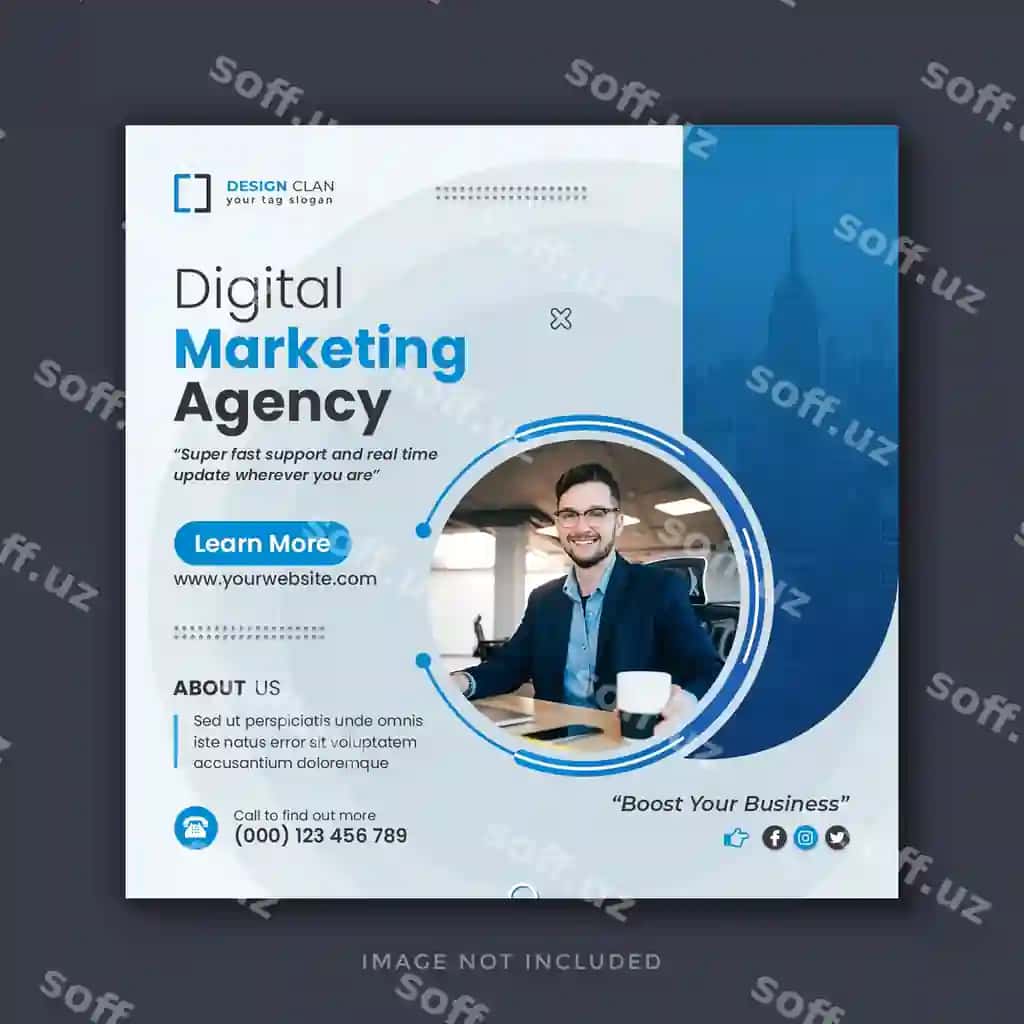 Raqamli marketing korporat ijtimoiy tarmoqlar veb-banner shabloni | Digital marketing corporate social media web banner template