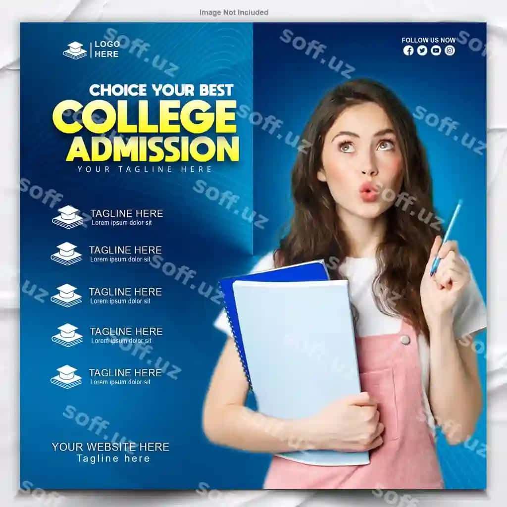 Maktabga kirish ochiq elon dizayni shabloni | College admission open poster design template