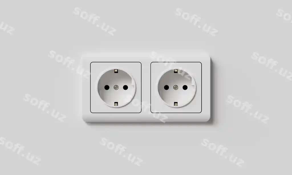 Oq priznak oq devor 3D render | White power socket white wall 3d rendering 2