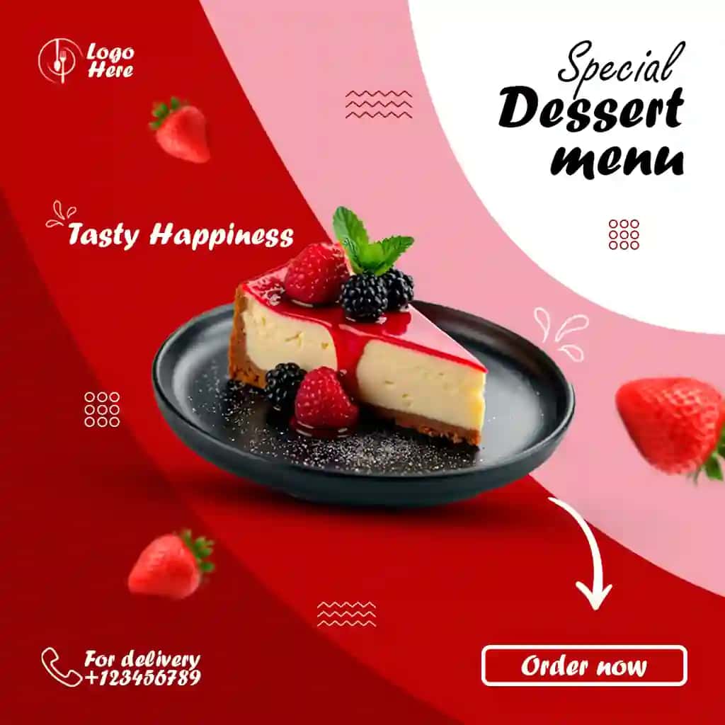 Desert menyusi uchun reklama shabloni