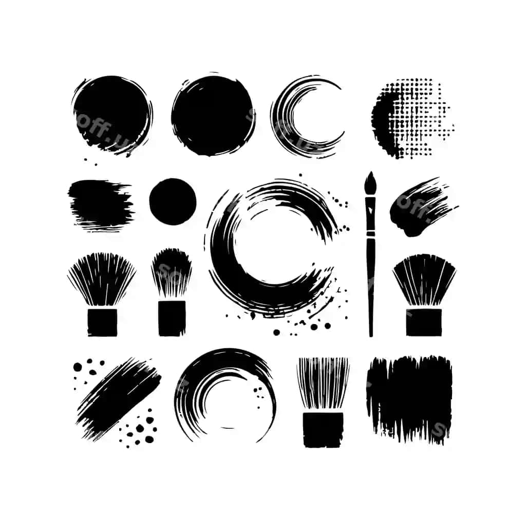 Brish grunge elementlari siluet vektor illustratsiyasi | Brush grunge elements silhouette vector illustration