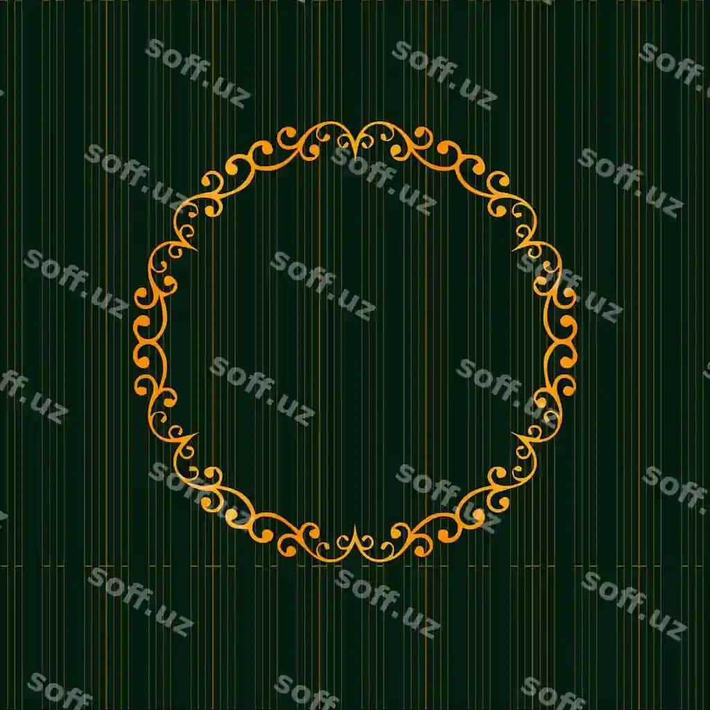 Oltin ramka yashil fon oltin chempir bilan | Gold frame green background with gold trim 2
