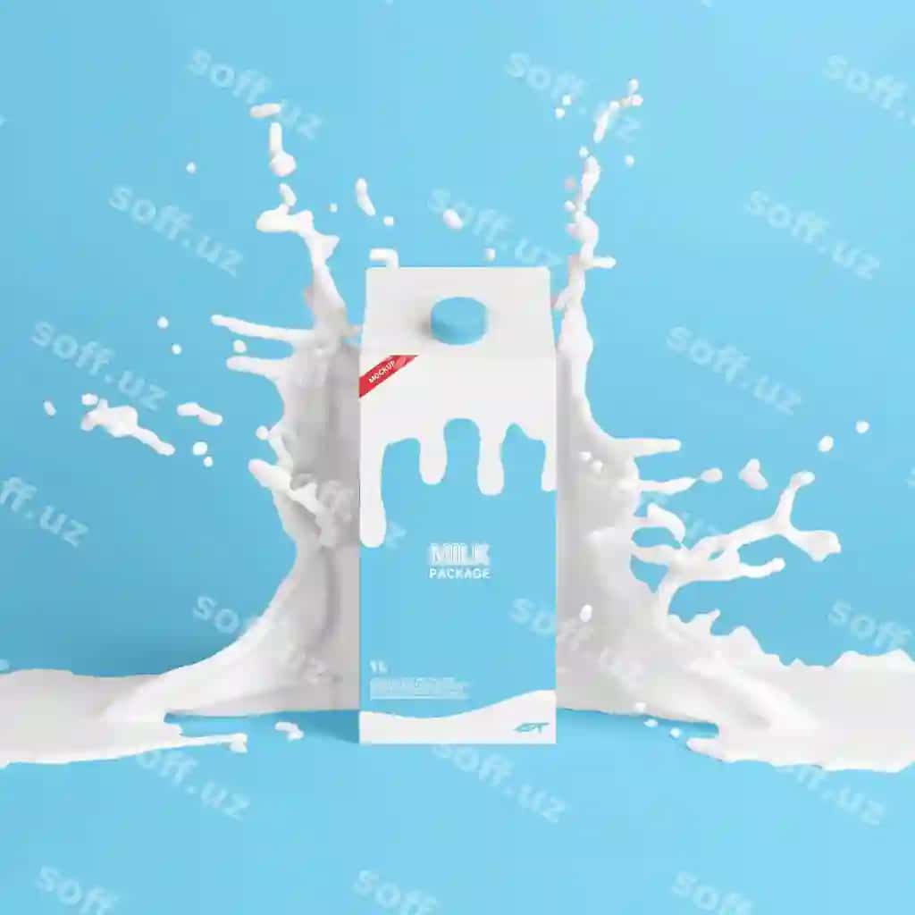 Sut karton splash mockup bilan | Milk carton with splash mockup