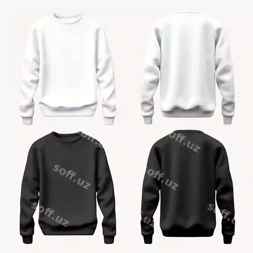 Bo'sh oq va qora futbolkalar namunasi | Blank white black sweatshirts mockup