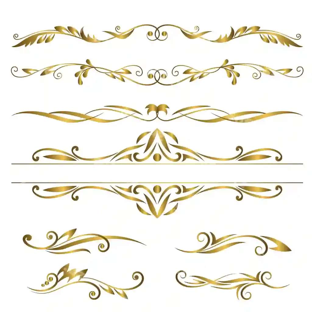 Vintage art deco hashamatli burchak to'plami vektorli oltin geometrik shablon | Vintage art deco luxury corner set vector golden geometric template