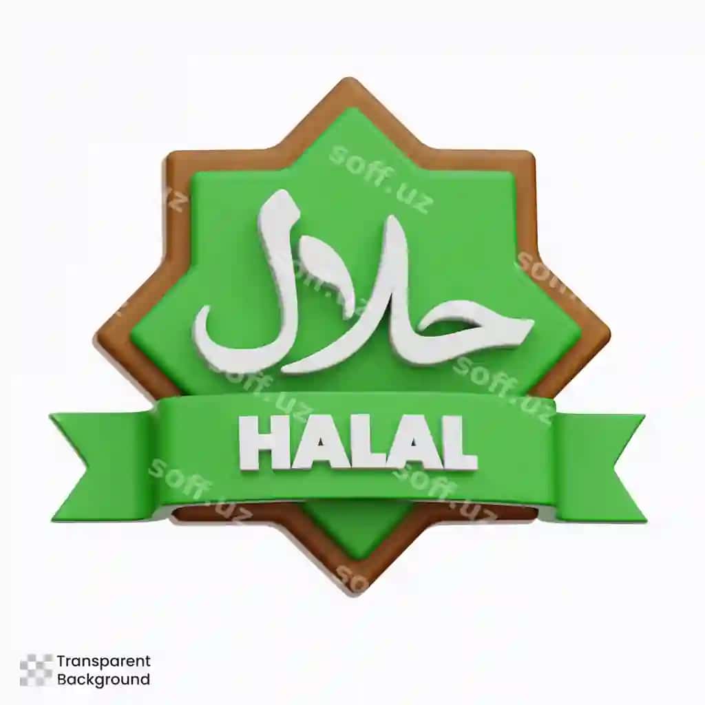 Halol 3D ikonka illustratsiyasi | Halal 3d icon illustration