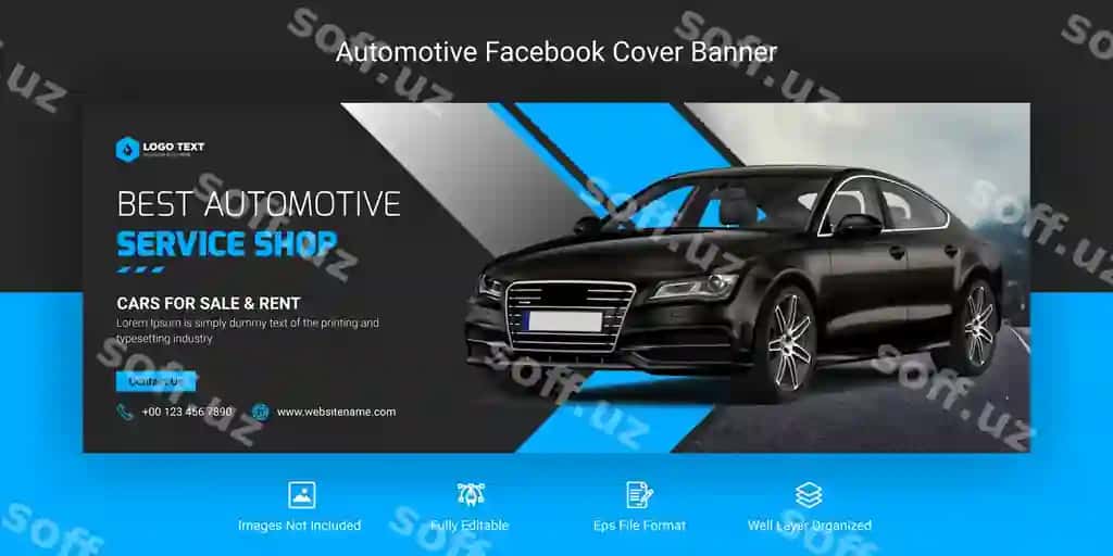 Avtomobil ijtimoiy tarmoqlari Facebook baner shabloni | Automotive social media facebook cover banner template 2