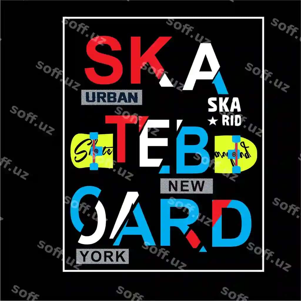 Skateboard tipografiya t-shirt grafika vektorlar klyuchniki | Skate board typography t shirt graphics vectors clotches