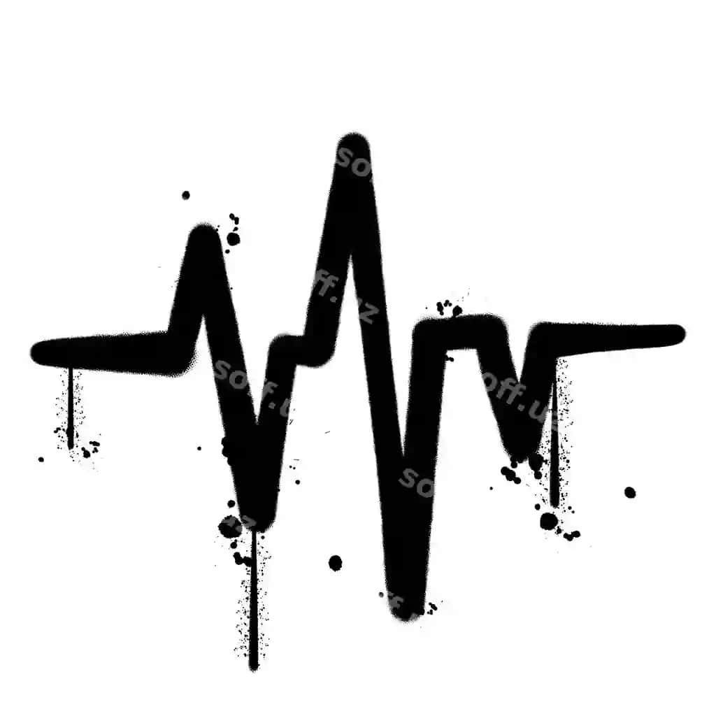Vektor grafetti sprey boya yurak chiqish tezligi ajraltirilgan vektor illustratsiyasi | Vector graffiti spray paint heart rate isolated vector illustration 2