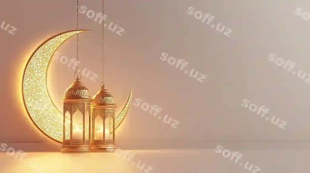 Islamiy bezatish fano va hilol | Islamic decoration with lantern crescent moon 2