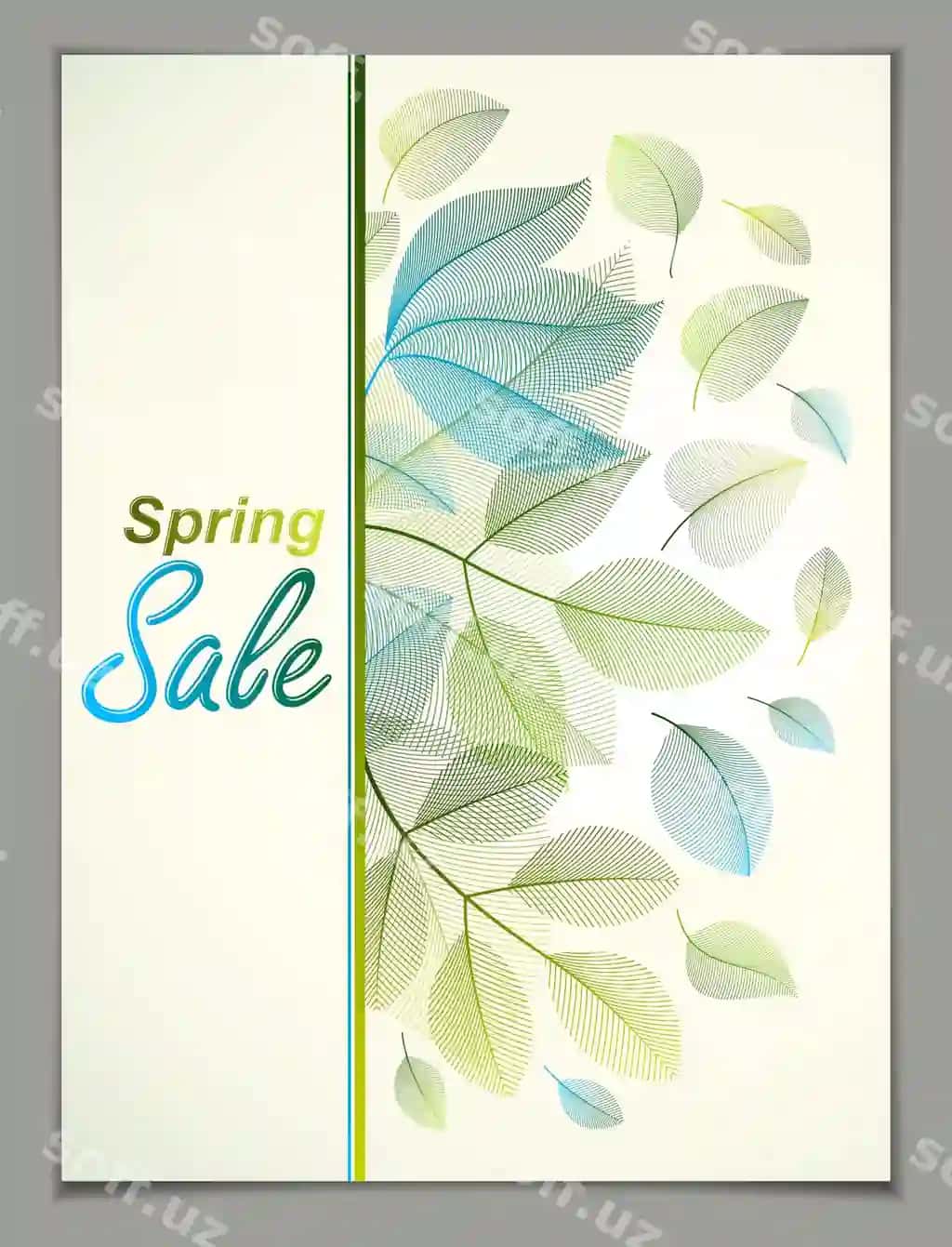 Bahor varatlari vertikal tabiat fonli fasllik shablon dizayni | Spring leaves vertical background nature seasonal template design