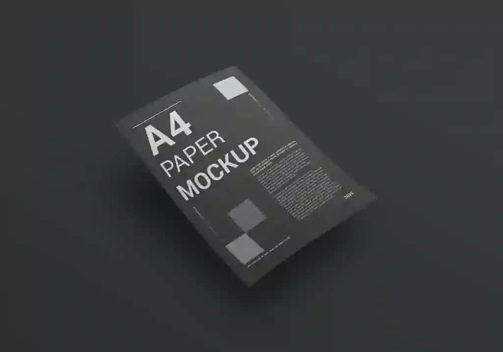 Qora a4 sahifa maketi dizayni qora fon | Black a4 page mockup design black background