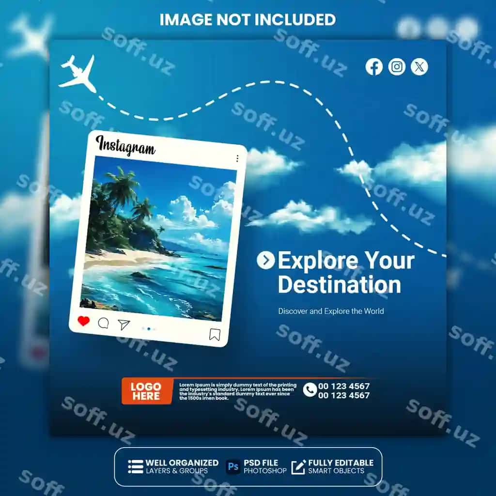 Sayohat ekspeditsiyasi ijtimoiy media post shablon premium | Travel tour social media post template premium 2
