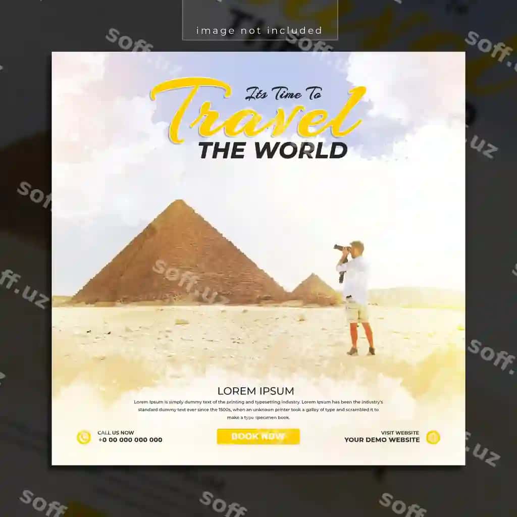 Sayohat dunyosi ijtimoiy tarmoqlar uchun post banner shabloni | Travel world social media post banner template