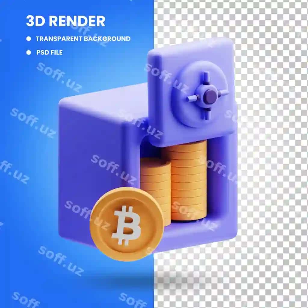 3d render bitcoin xavfsizlik ikonasi illustratsiyasi | 3d rendering bitcoin safe icon illustration
